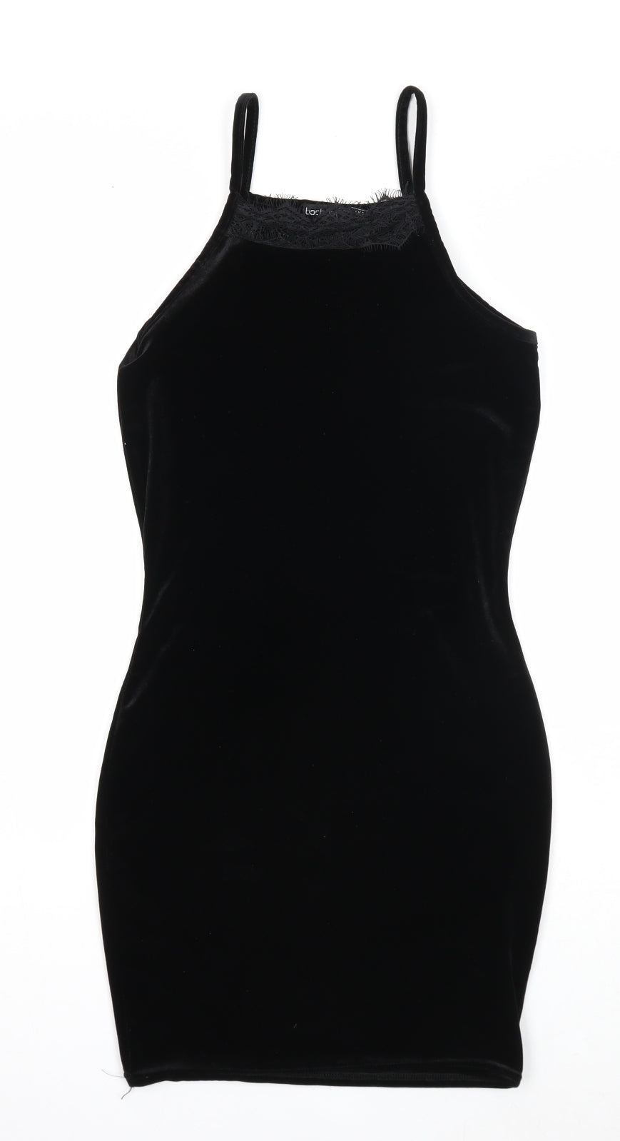 Boohoo Womens Black Polyester Bodycon Size 8 Square Neck Pullover
