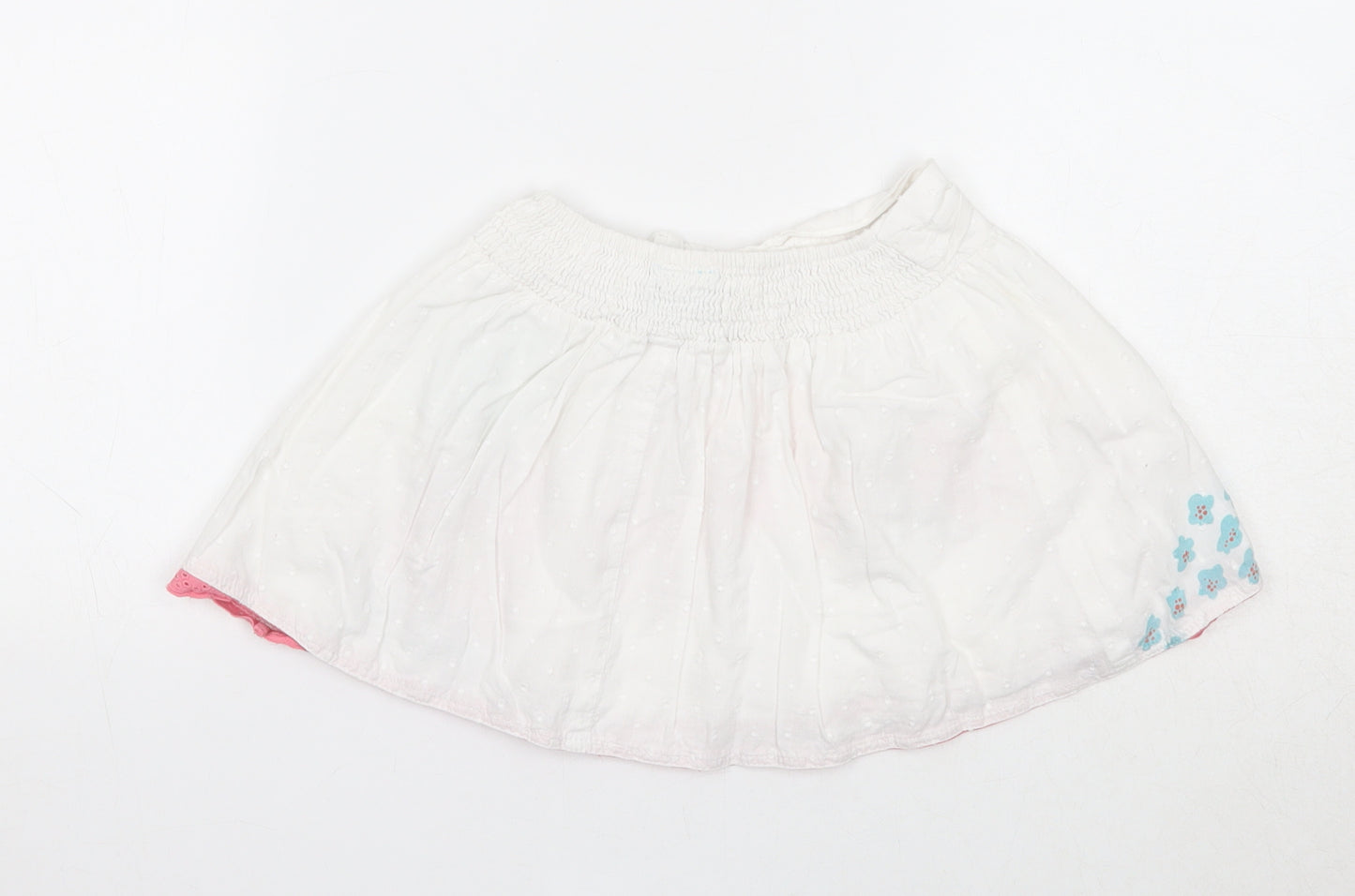 Uttam Kids Girls White Floral Cotton A-Line Skirt Size 5-6 Years Regular Pull On