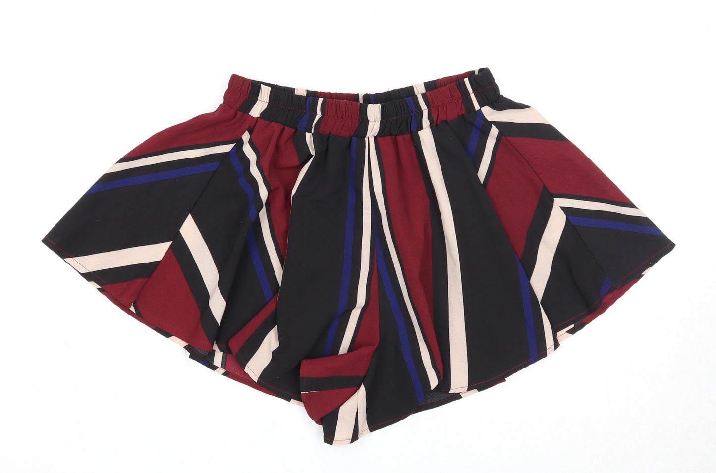 PRETTYLITTLETHING Womens Multicoloured Geometric Polyester Culotte Shorts Size 8 Regular Pull On