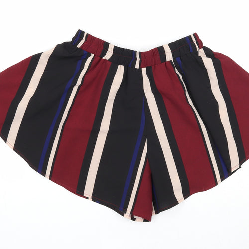 PRETTYLITTLETHING Womens Multicoloured Geometric Polyester Culotte Shorts Size 8 Regular Pull On