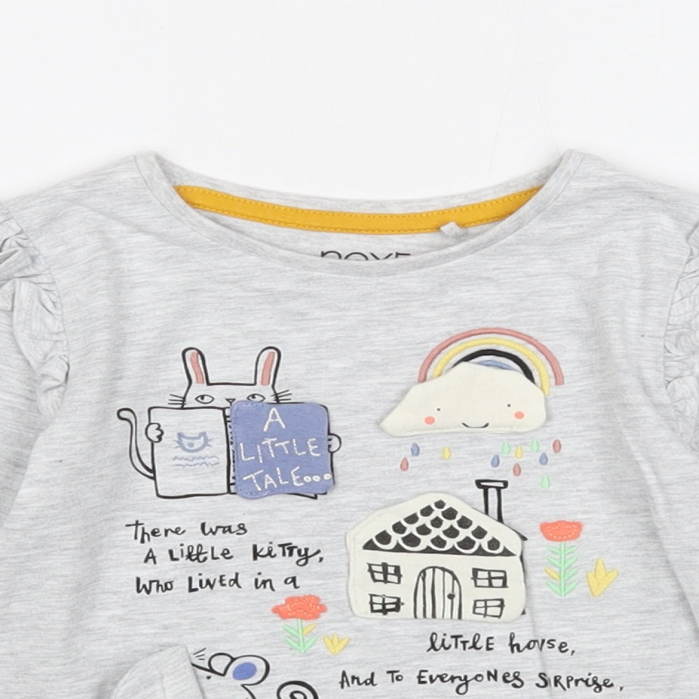 NEXT Girls Grey Cotton Basic T-Shirt Size 2-3 Years Round Neck Pullover - A Little Tale...