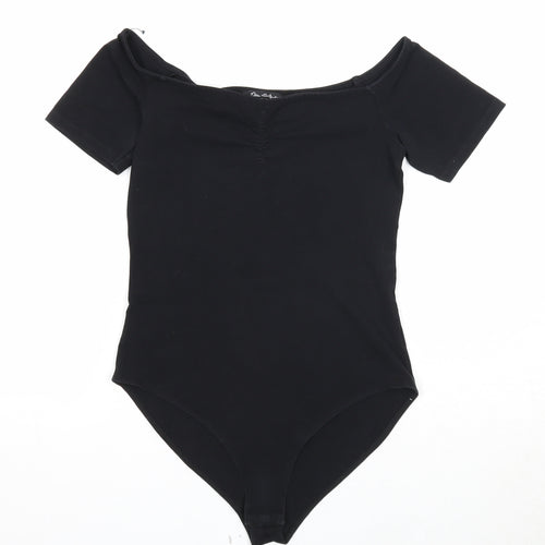 Miss Selfridge Womens Black Cotton Bodysuit One-Piece Size 10 Snap