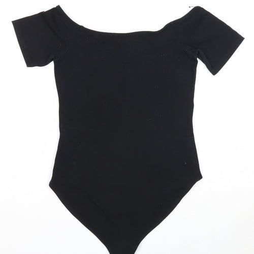 Miss Selfridge Womens Black Cotton Bodysuit One-Piece Size 10 Snap