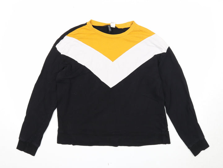 Divided Womens Black Colourblock Cotton Pullover Sweatshirt Size L Pullover