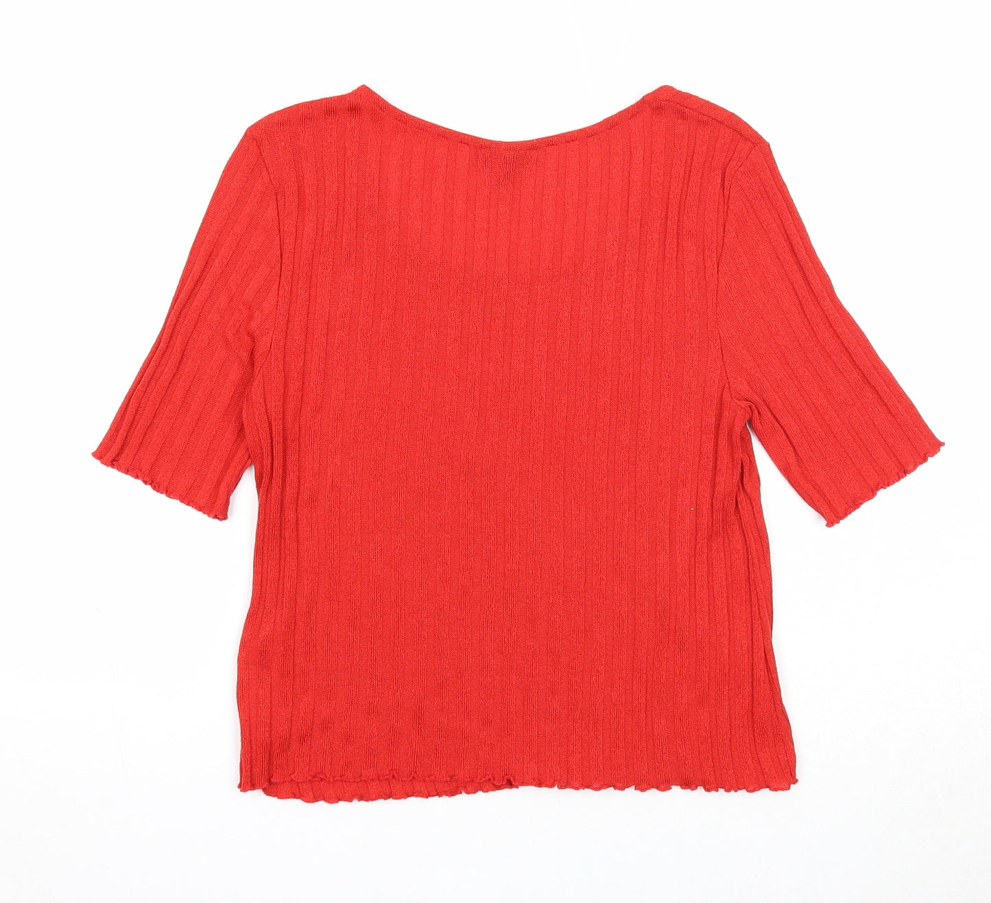 Topshop Womens Red Polyester Basic T-Shirt Size 12 Round Neck