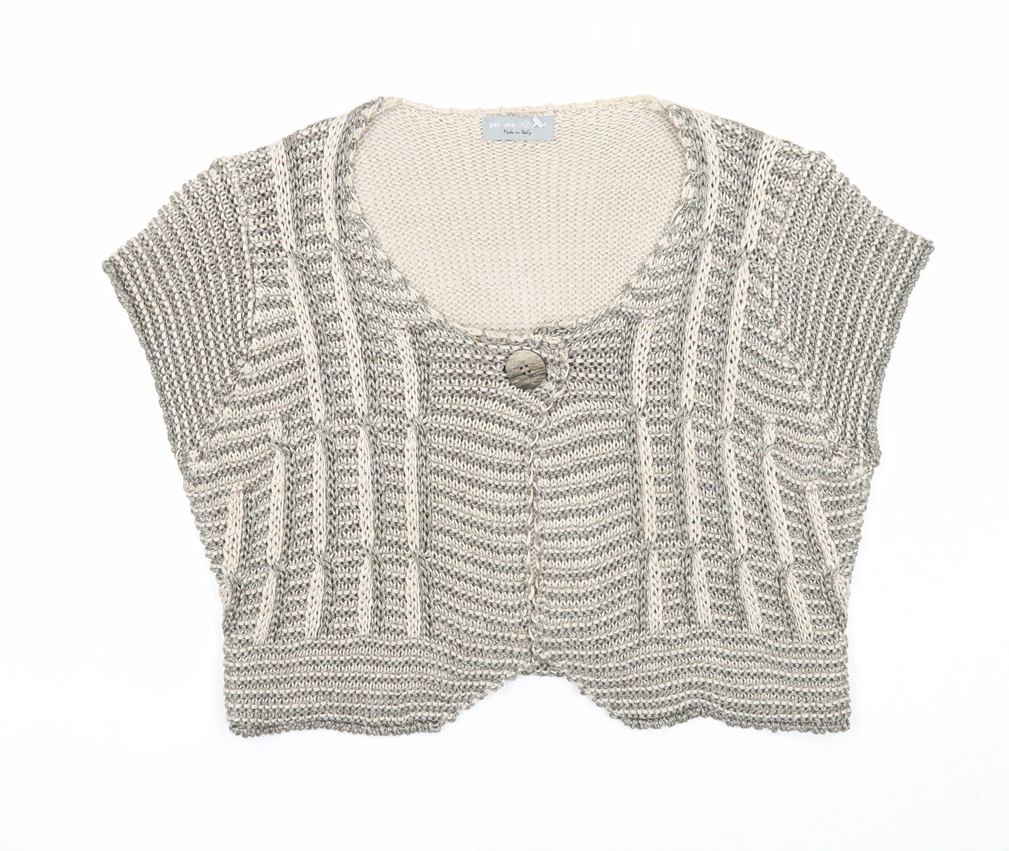 Per Una Womens Beige Acrylic Basic Blouse Size 14 Round Neck