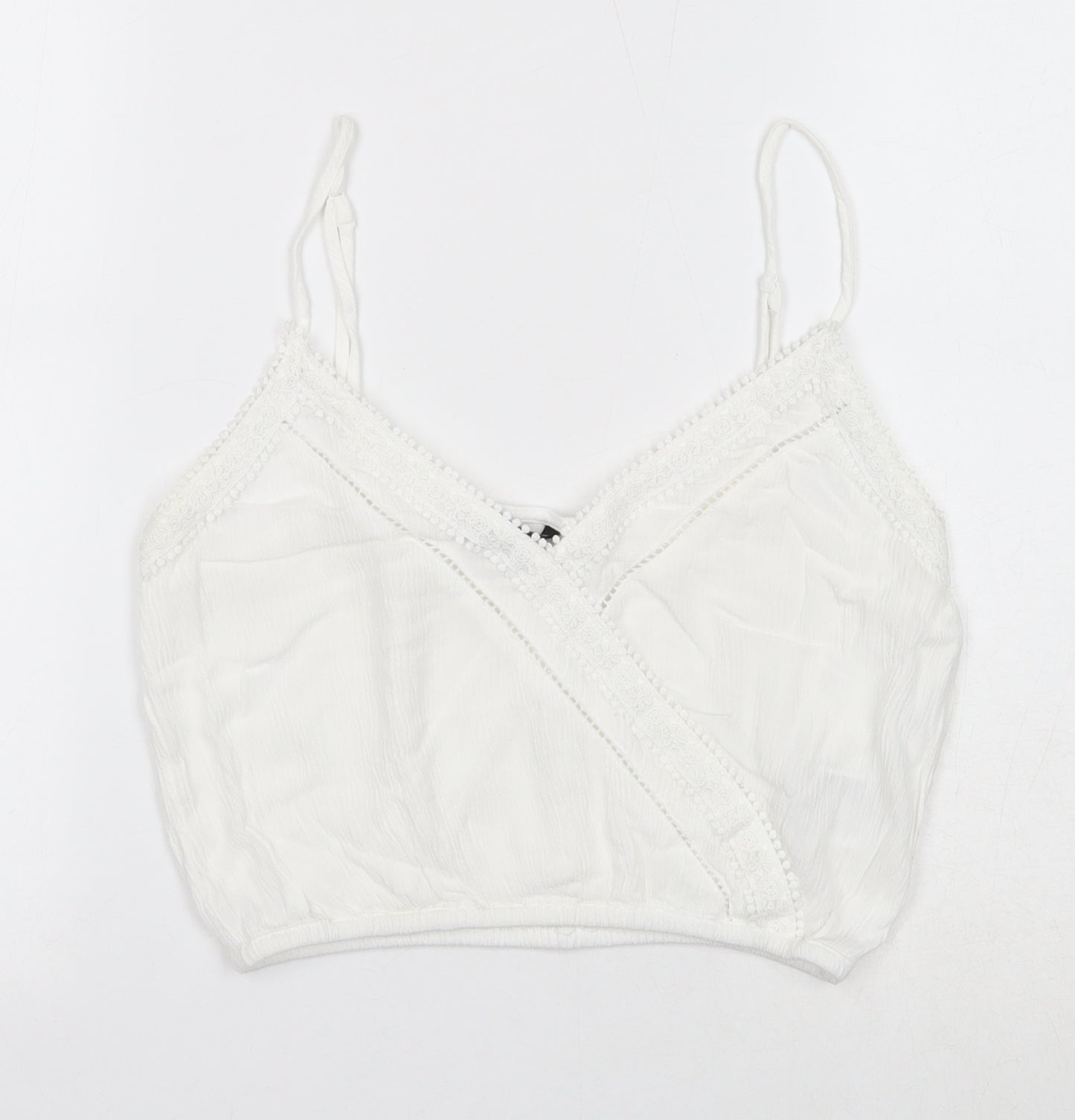 Divided Womens White Viscose Cropped Tank Size 8 V-Neck