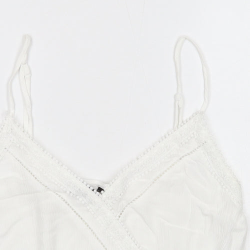 Divided Womens White Viscose Cropped Tank Size 8 V-Neck