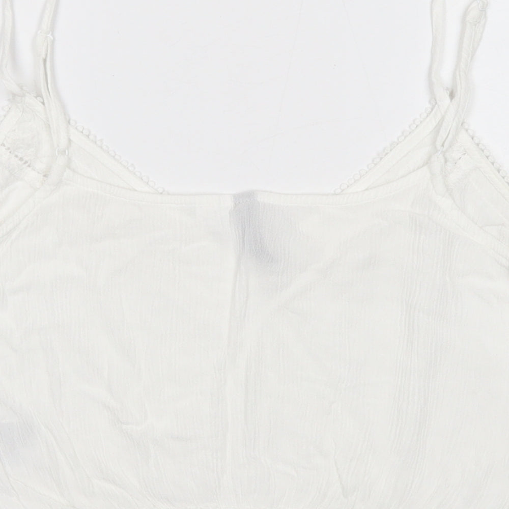 Divided Womens White Viscose Cropped Tank Size 8 V-Neck