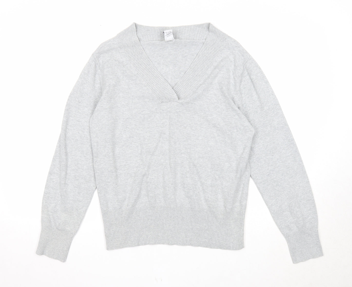 Gap Womens Grey V-Neck Cotton Pullover Jumper Size XL