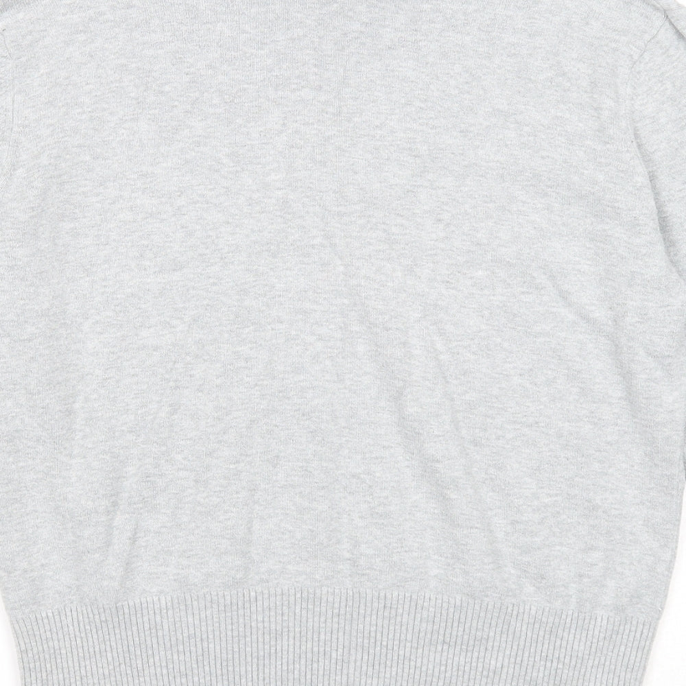 Gap Womens Grey V-Neck Cotton Pullover Jumper Size XL