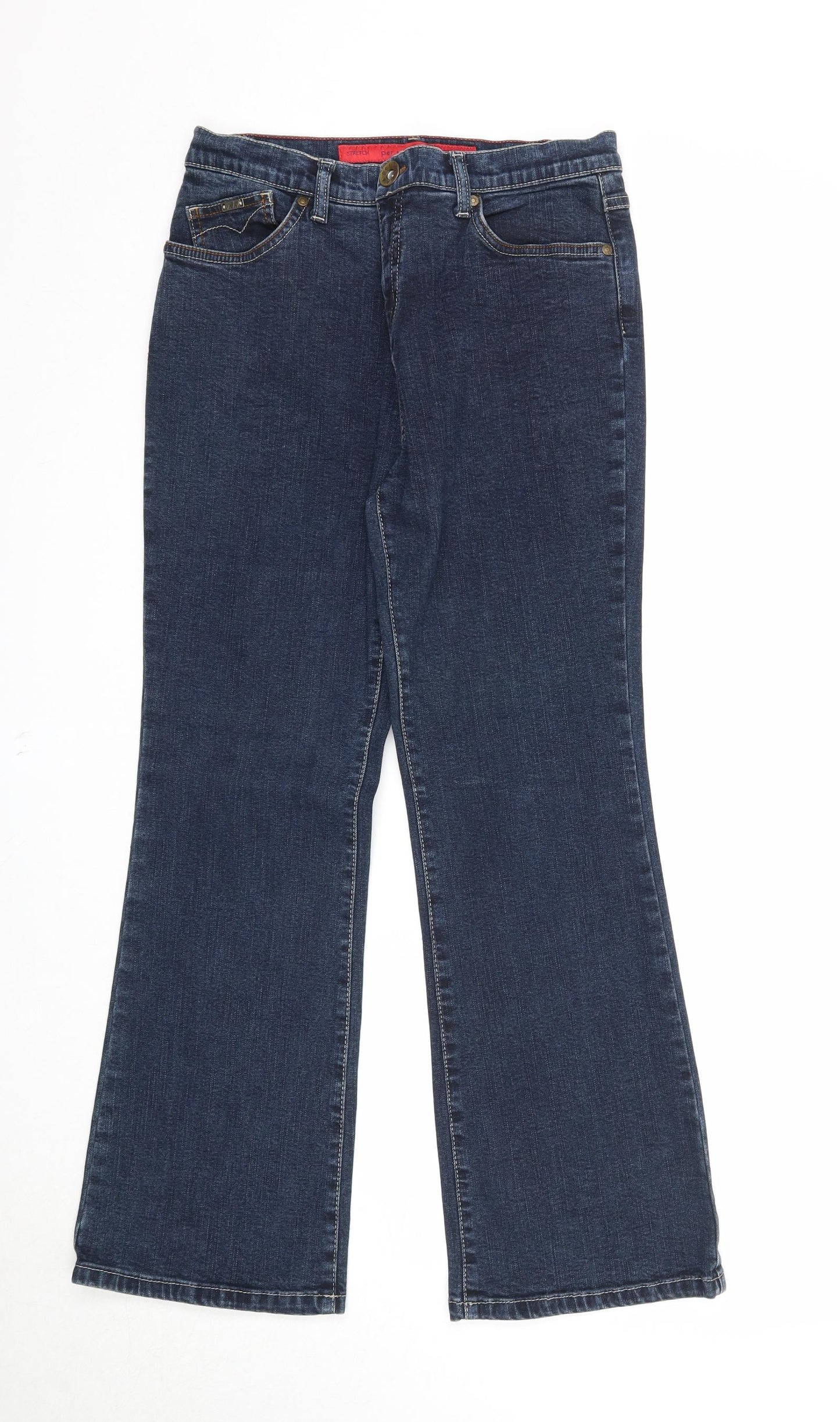 Per Una Womens Blue Cotton Bootcut Jeans Size 12 Regular Zip