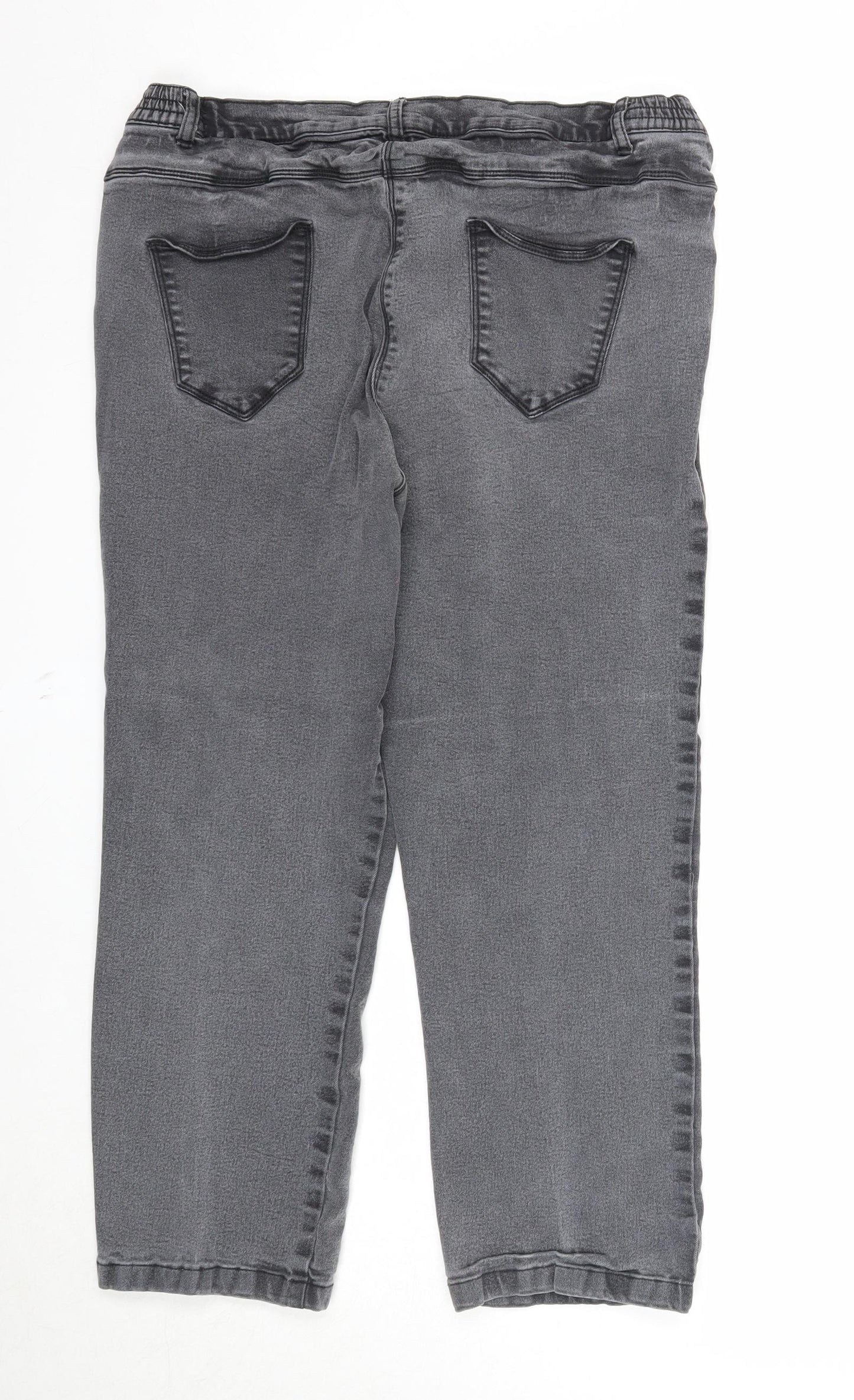 Bonmarché Womens Grey Cotton Straight Jeans Size 18 Regular Zip