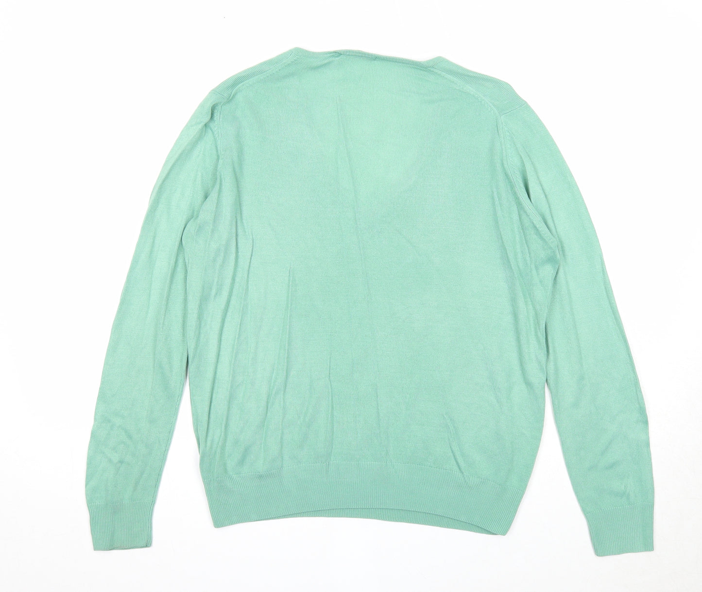 Marks and Spencer Womens Green V-Neck Acrylic Pullover Jumper Size 14