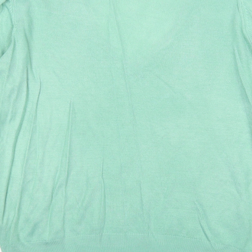 Marks and Spencer Womens Green V-Neck Acrylic Pullover Jumper Size 14