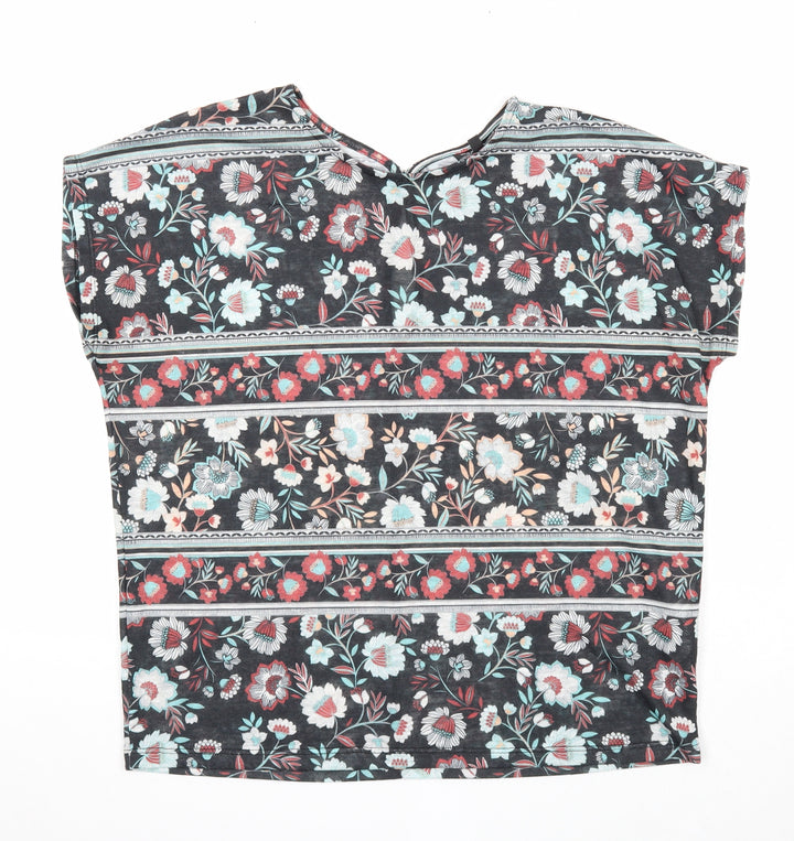 Warehouse Womens Black Geometric Polyester Basic Blouse Size 12 Round Neck