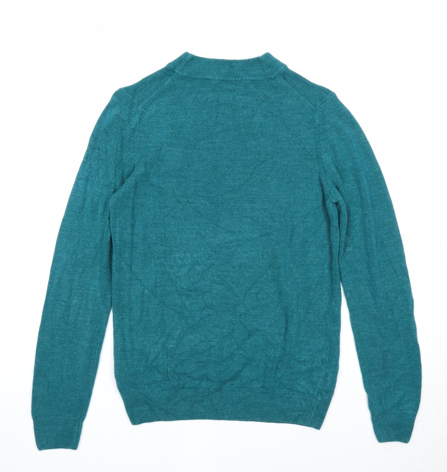 Marks and Spencer Womens Green Mock Neck Acrylic Pullover Jumper Size 8