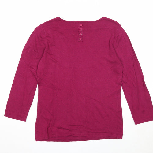 NEXT Womens Purple Square Neck Cotton Pullover Jumper Size 10