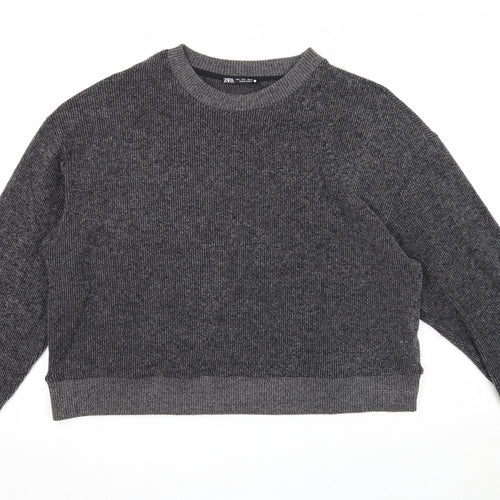 Zara Womens Grey Round Neck Polyester Pullover Jumper Size L