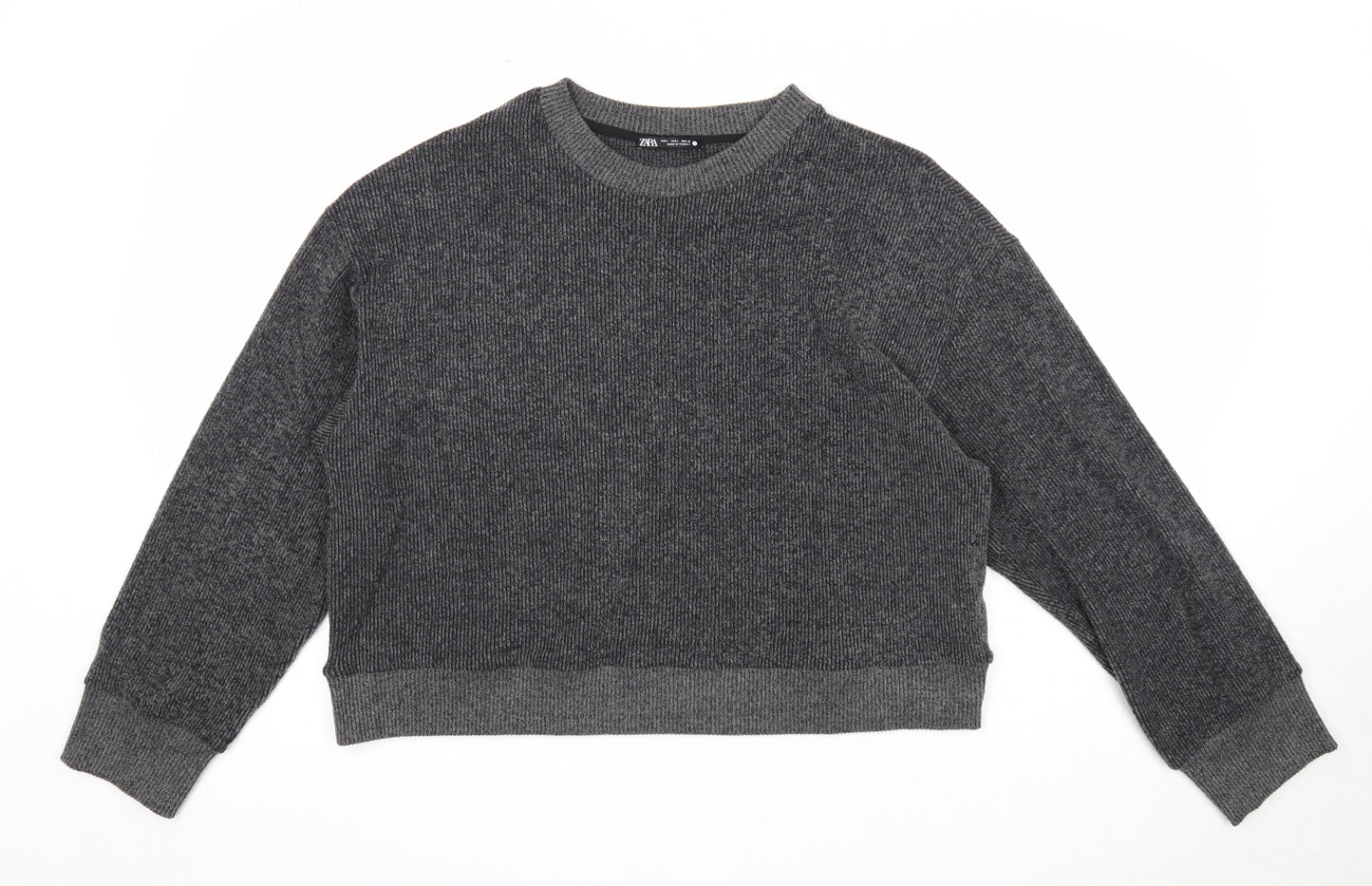 Zara Womens Grey Round Neck Polyester Pullover Jumper Size L