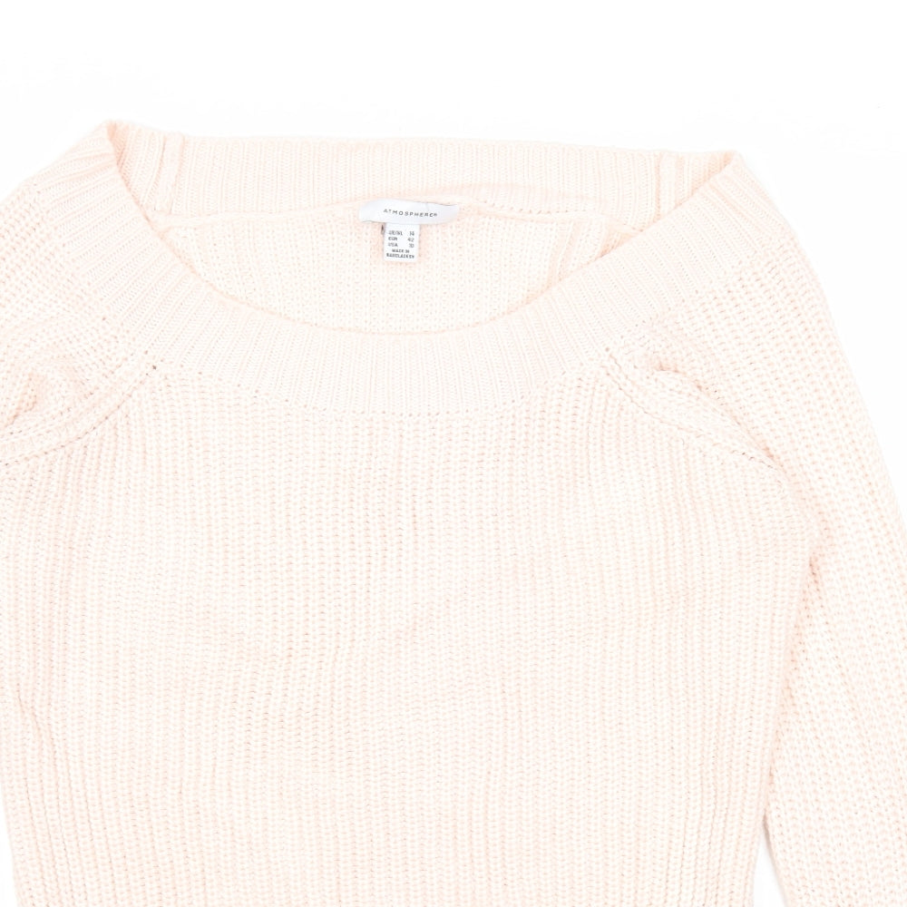 Atmosphere Womens Pink Boat Neck Acrylic Pullover Jumper Size 14