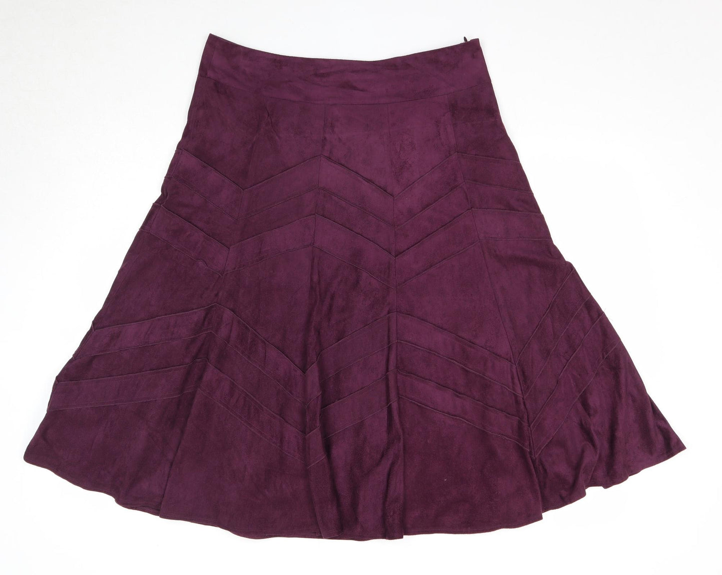 M&Co Womens Purple Polyester Swing Skirt Size 12 Zip