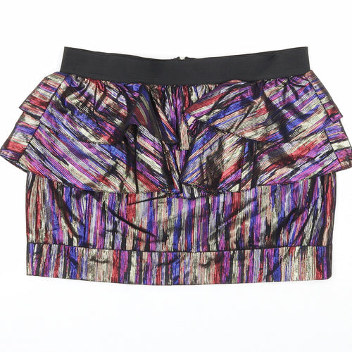 River Island Womens Multicoloured Geometric Polyester Mini Skirt Size 8 Zip