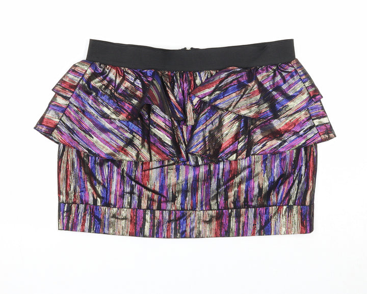 River Island Womens Multicoloured Geometric Polyester Mini Skirt Size 8 Zip