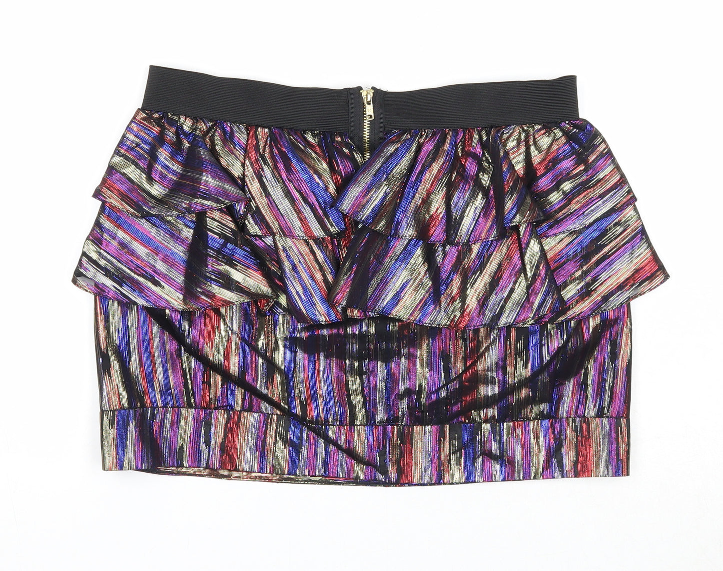 River Island Womens Multicoloured Geometric Polyester Mini Skirt Size 8 Zip