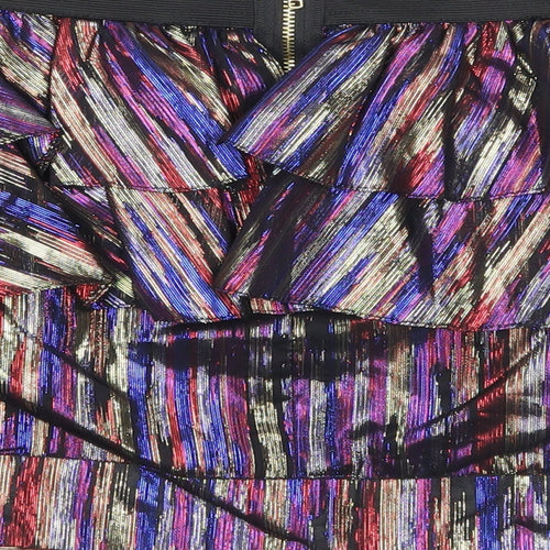 River Island Womens Multicoloured Geometric Polyester Mini Skirt Size 8 Zip