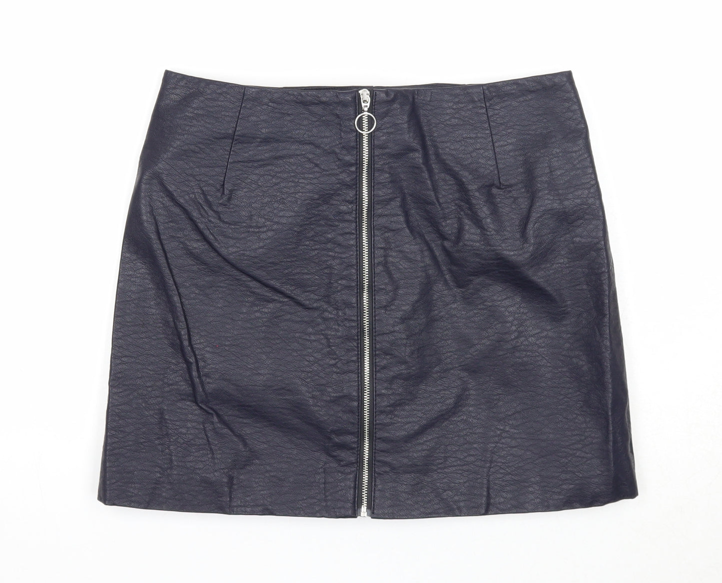 Divided Womens Blue Viscose A-Line Skirt Size 14 Zip