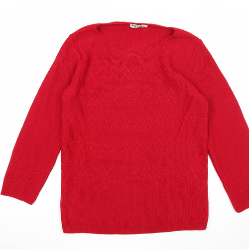 Envy Womens Red Boat Neck Acrylic Pullover Jumper Size S