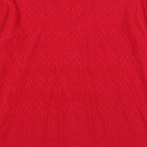 Envy Womens Red Boat Neck Acrylic Pullover Jumper Size S