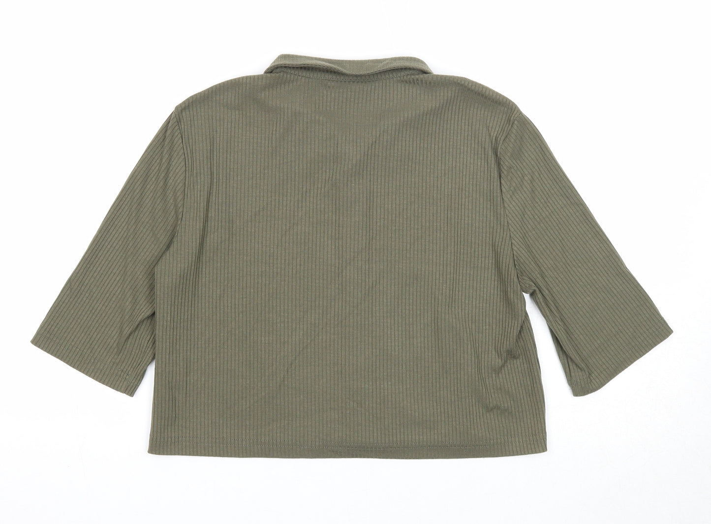 Noisy may Womens Green Polyester Basic Button-Up Size S Collared