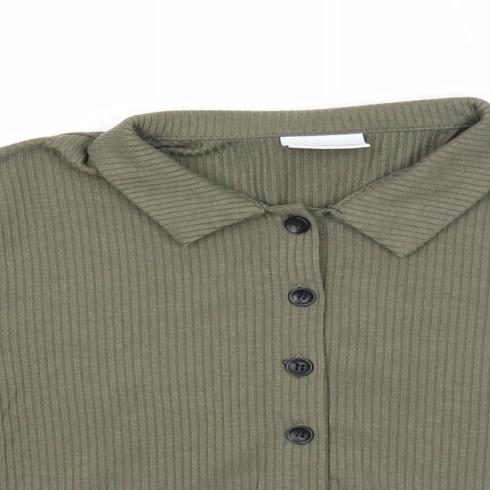 Noisy may Womens Green Polyester Basic Button-Up Size S Collared