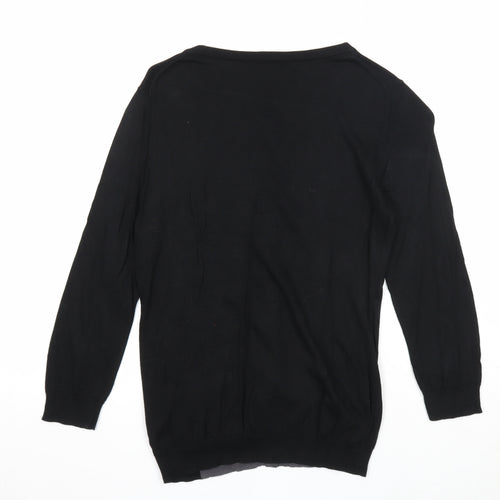 H&M Womens Black Round Neck Cotton Cardigan Jumper Size S