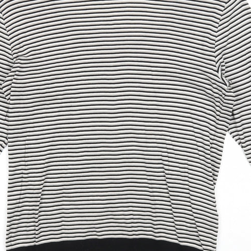 Planet Womens Black Scoop Neck Striped Cotton Cardigan Jumper Size M