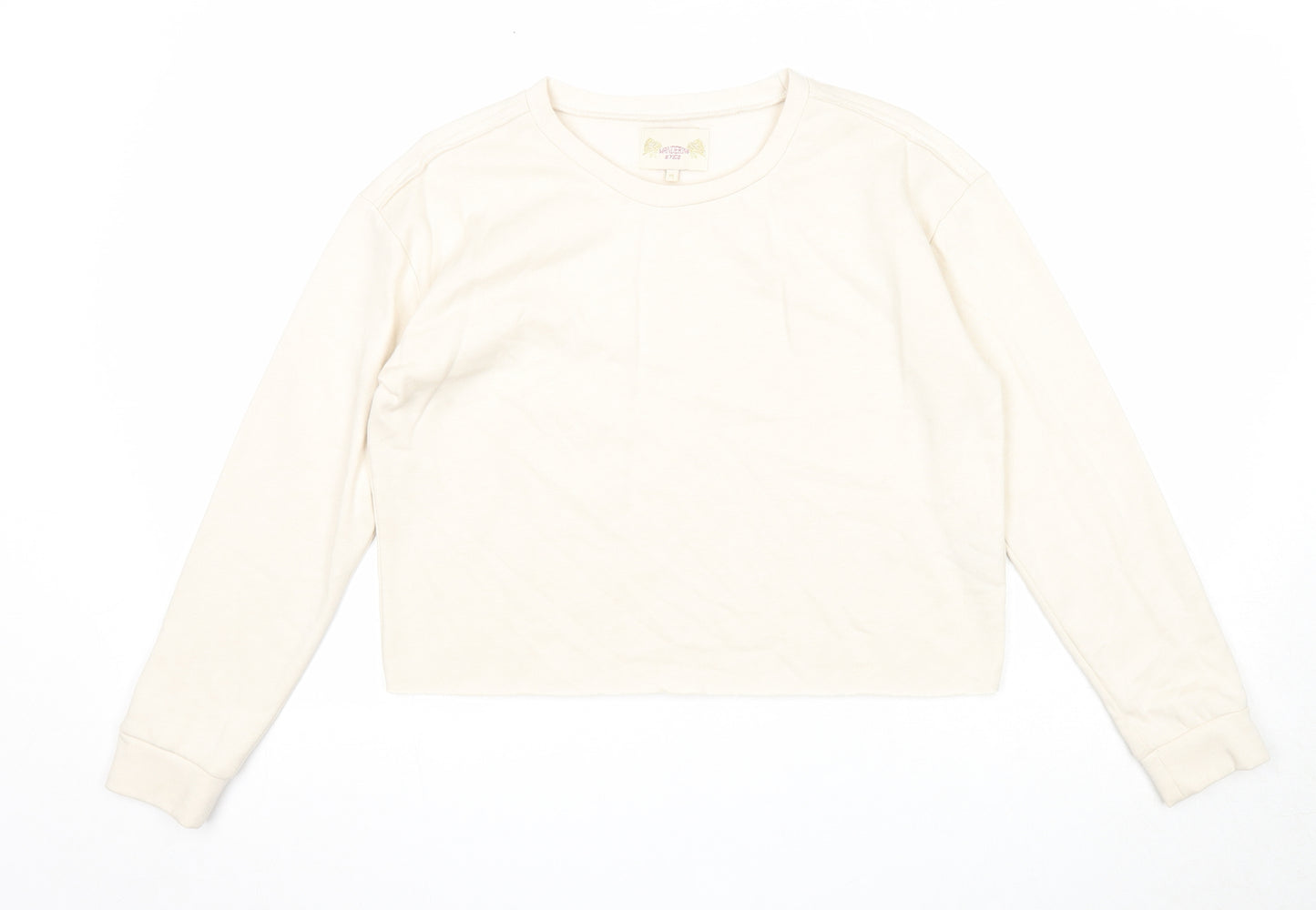 Wandering eyes Womens Beige Polyester Pullover Sweatshirt Size M Pullover
