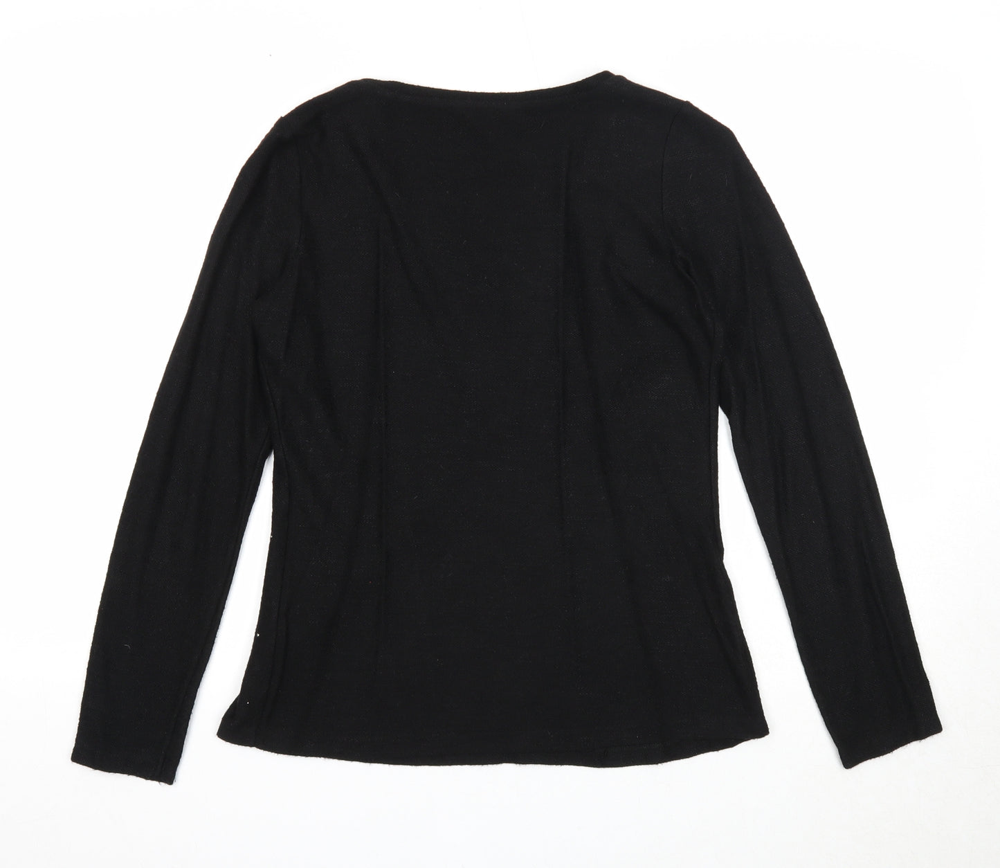 TU Womens Black Scoop Neck Viscose Pullover Jumper Size 8