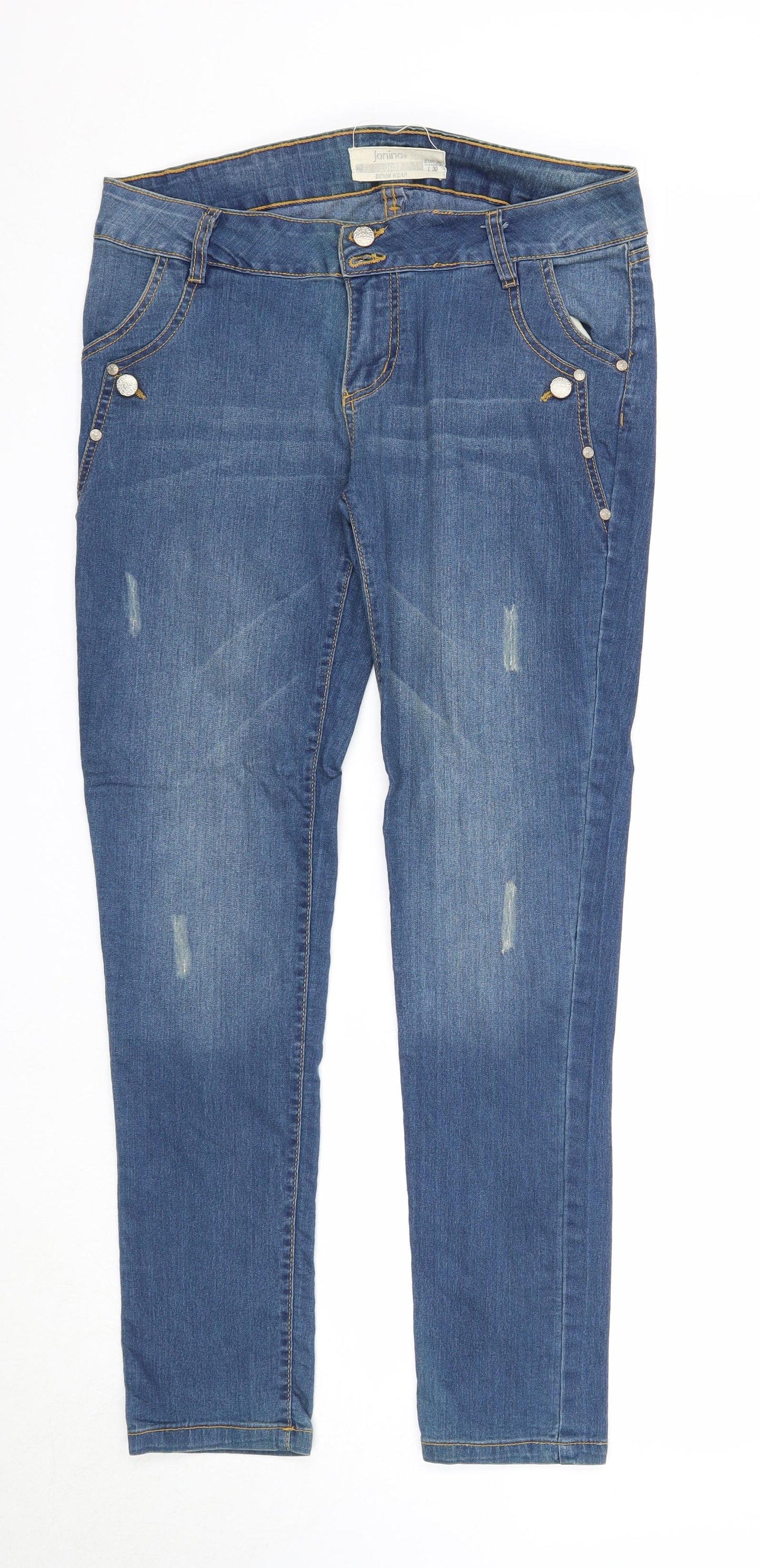 Janina Womens Blue Cotton Skinny Jeans Size 8 Regular Zip