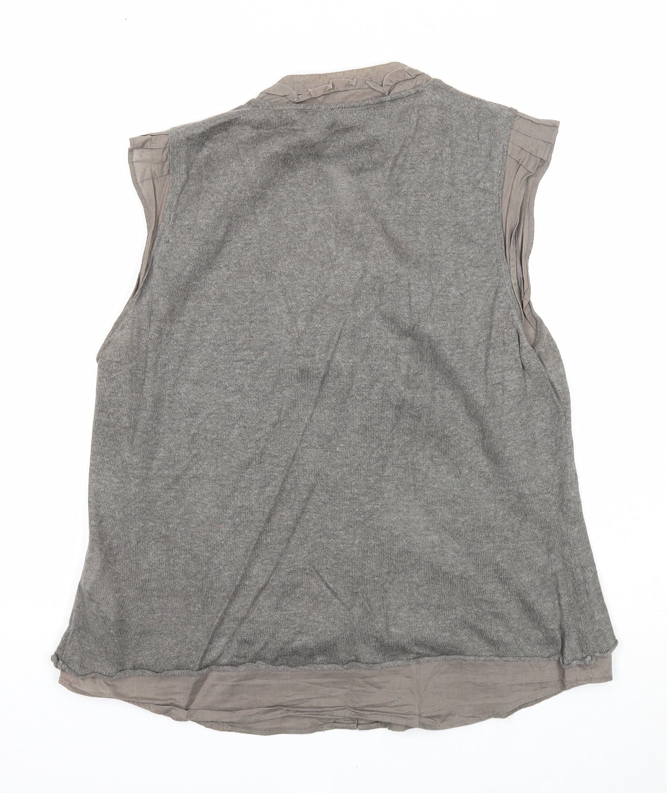 NEXT Womens Green Linen Basic Button-Up Size 10 V-Neck
