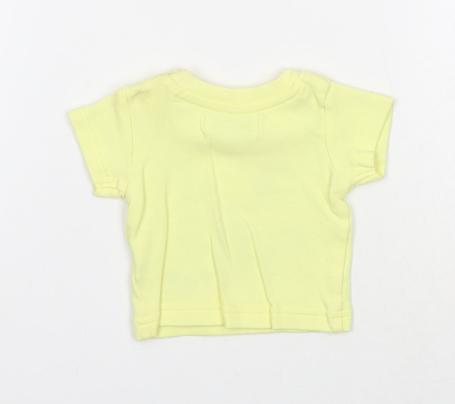 Earlydays Girls Yellow Cotton Basic T-Shirt Size Newborn Round Neck Button - Beach