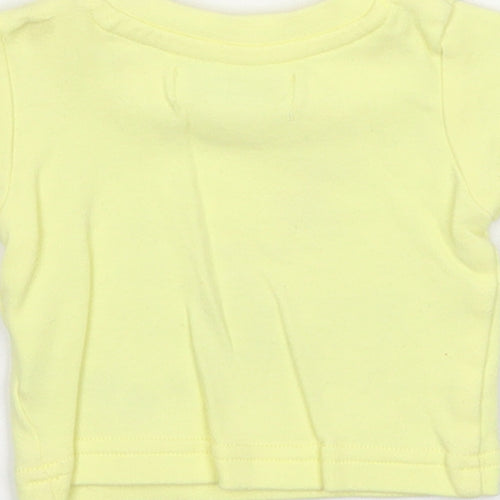 Earlydays Girls Yellow Cotton Basic T-Shirt Size Newborn Round Neck Button - Beach