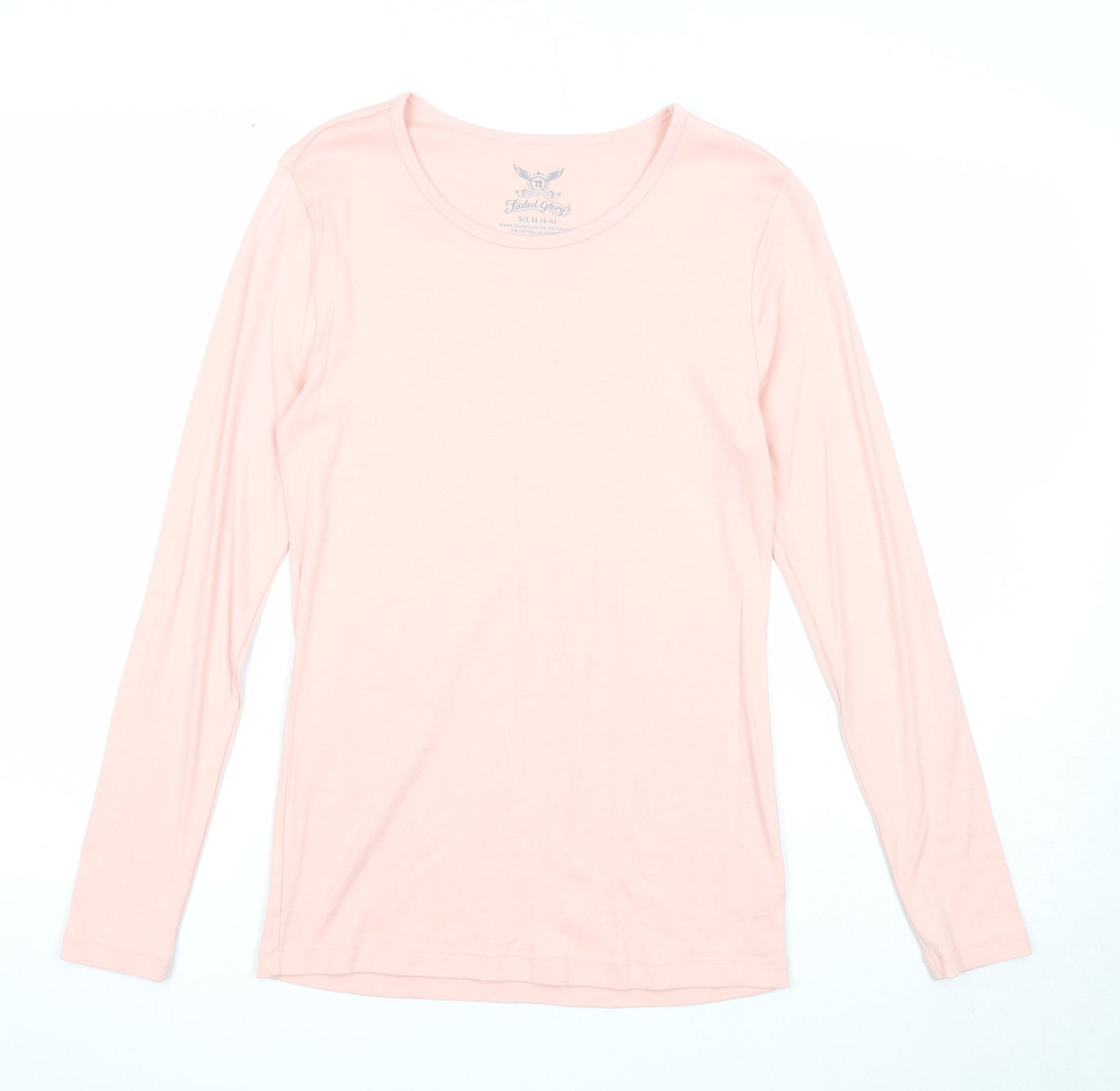 Faded Glory Womens Pink Cotton Basic T-Shirt Size 4 Round Neck