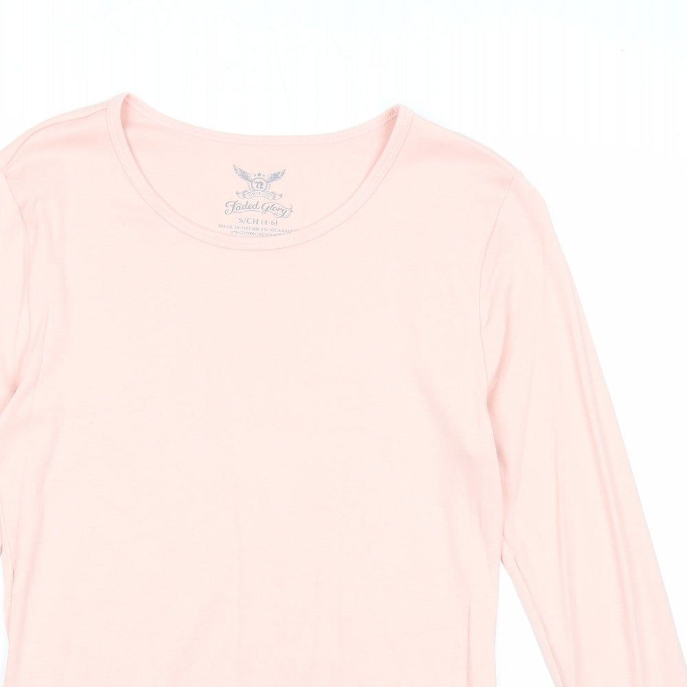 Faded Glory Womens Pink Cotton Basic T-Shirt Size 4 Round Neck