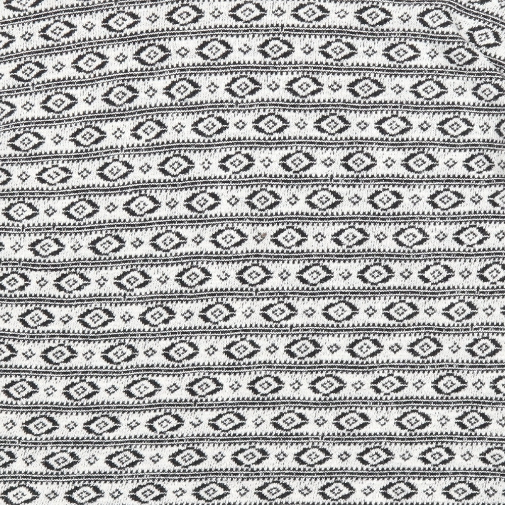 NEXT Womens White Round Neck Geometric Acrylic Pullover Jumper Size 14