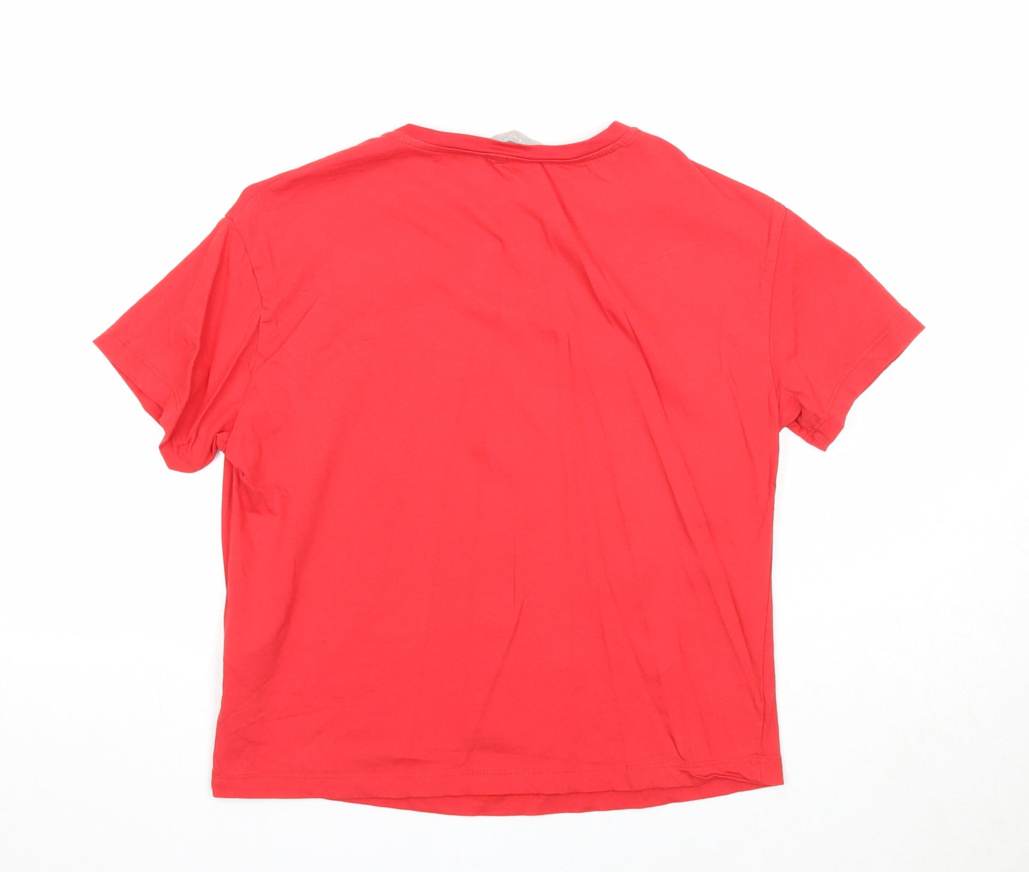 New Look Womens Red Cotton Basic T-Shirt Size XS Round Neck - Party Animal