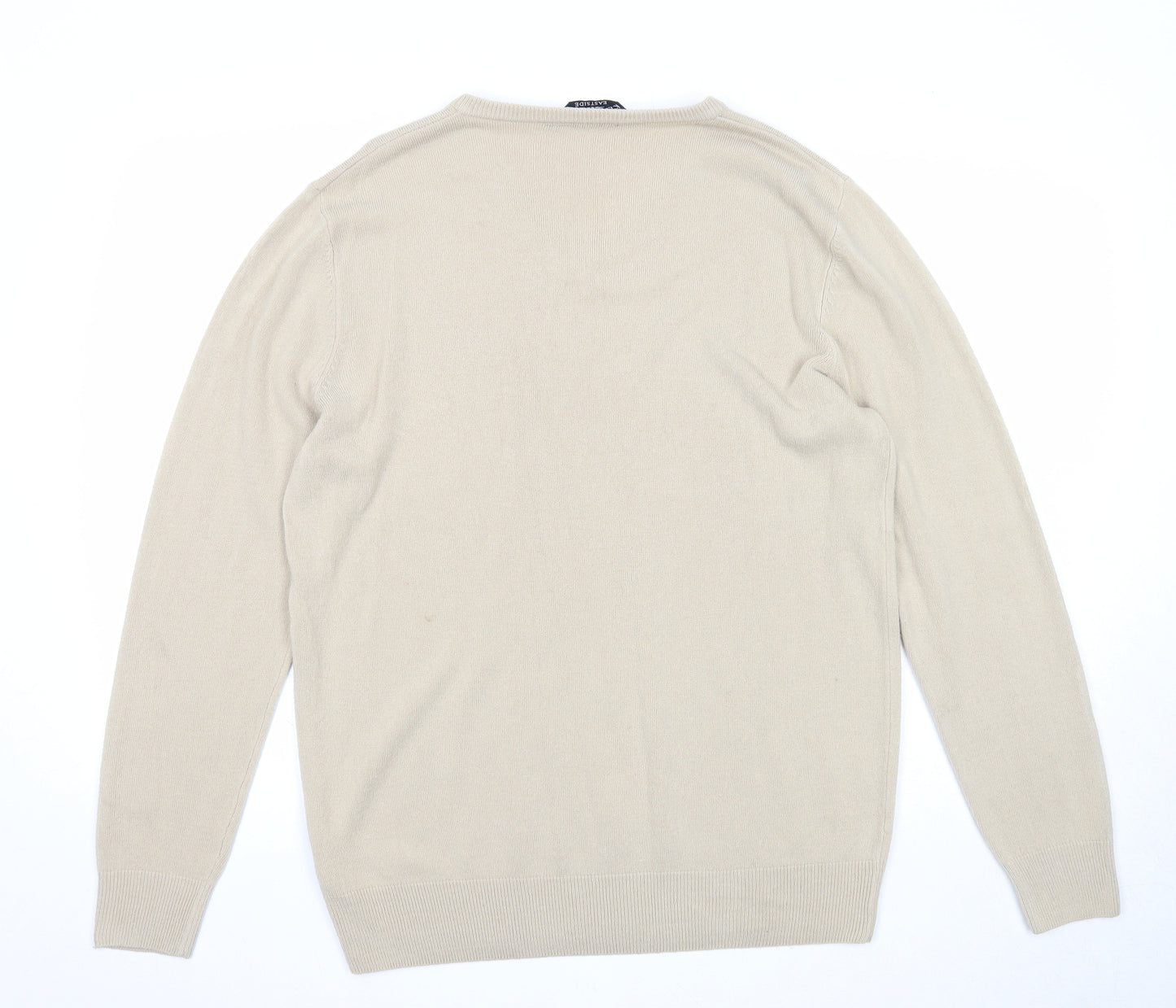 Kensington Mens Beige V-Neck Acrylic Pullover Jumper Size XL Long Sleeve