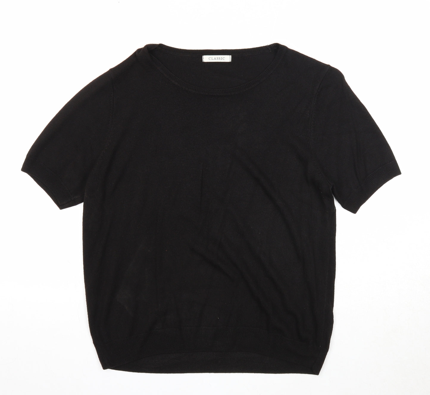 Marks and Spencer Womens Black Round Neck Acrylic Pullover Jumper Size 16