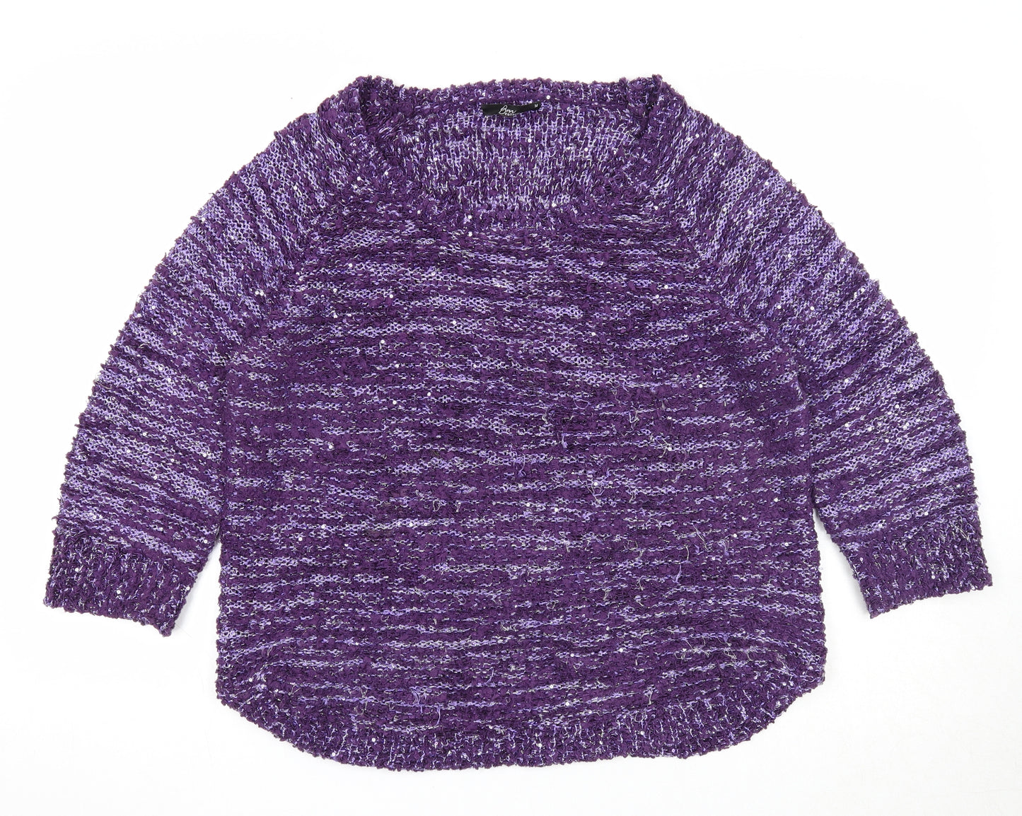 Bonmarché Womens Purple Scoop Neck Polyester Pullover Jumper Size M